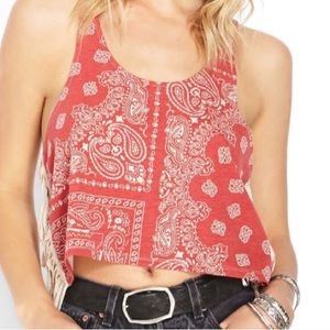 ❌SOLD❌ Forever 21 Fringed Bandana Print Crop Top